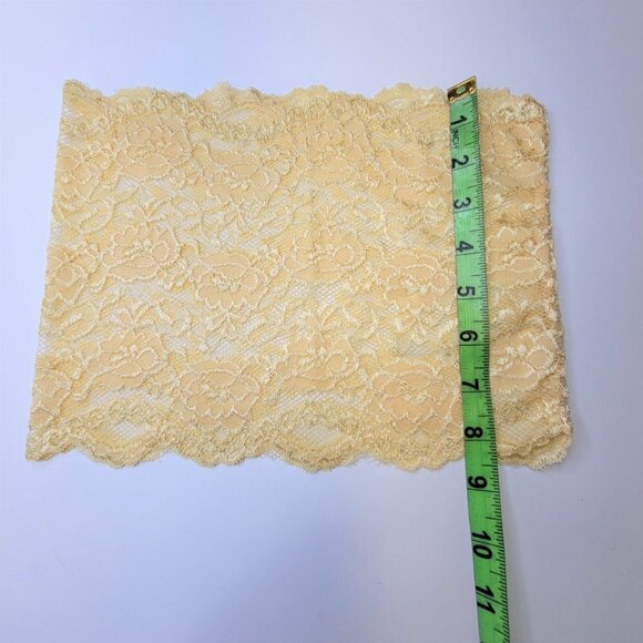 Beige See Through Elastic Lace Bandeau Strapless Lace Tube Top Lace Crop Top - Picture 5 of 7